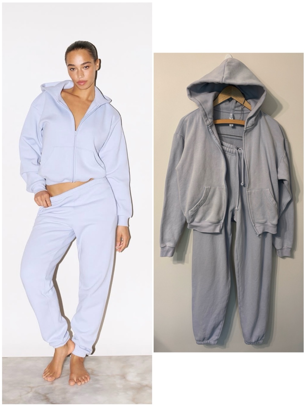 SKIMS Periwinkle Cotton Fleece Matching Set Sweatshirt Hoodie & Sweatpants SMALL